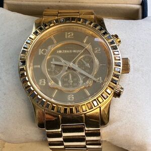 Michael Kors Gold-Tone Chronograph Watch MK5541 New Battery